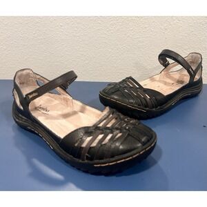 Jambu Memory Foam Sandals Mary Jane BelAir 6 M Black Leather Upper Boho Comfort